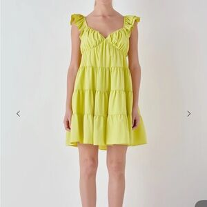 Endless Rose | Lime Tiered Ruffle Mini Dress